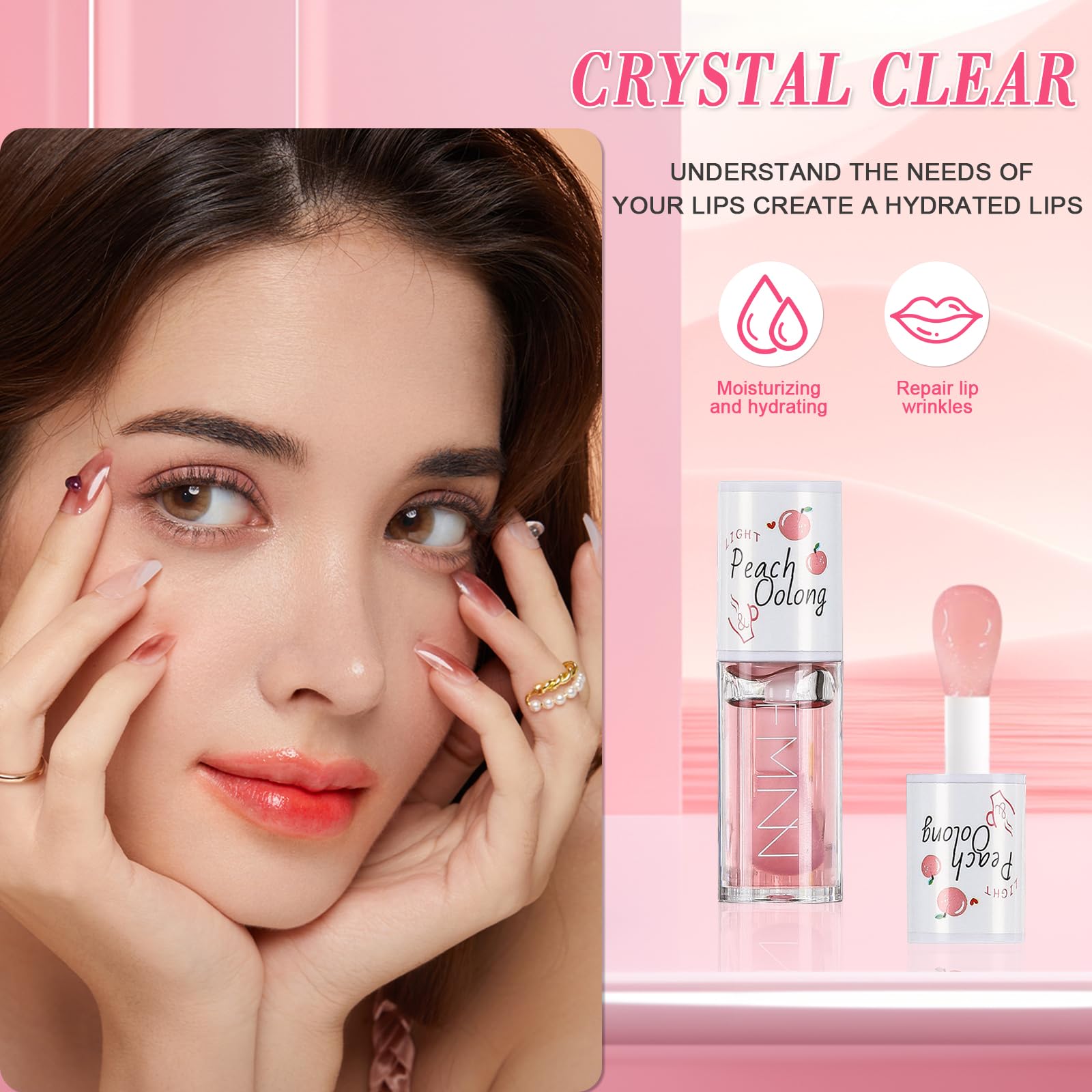 Блеск для губ Crystal Jelly Moisturising Lip Oil Set Прозрачный Глянцевый Увлажняющий, Набор из 2 штук, фото №3 Блеск для губ Crystal Jelly Moisturising Lip Oil Set Прозрачный Глянцевый Увлажняющий, Набор из 2 штук, фото №3