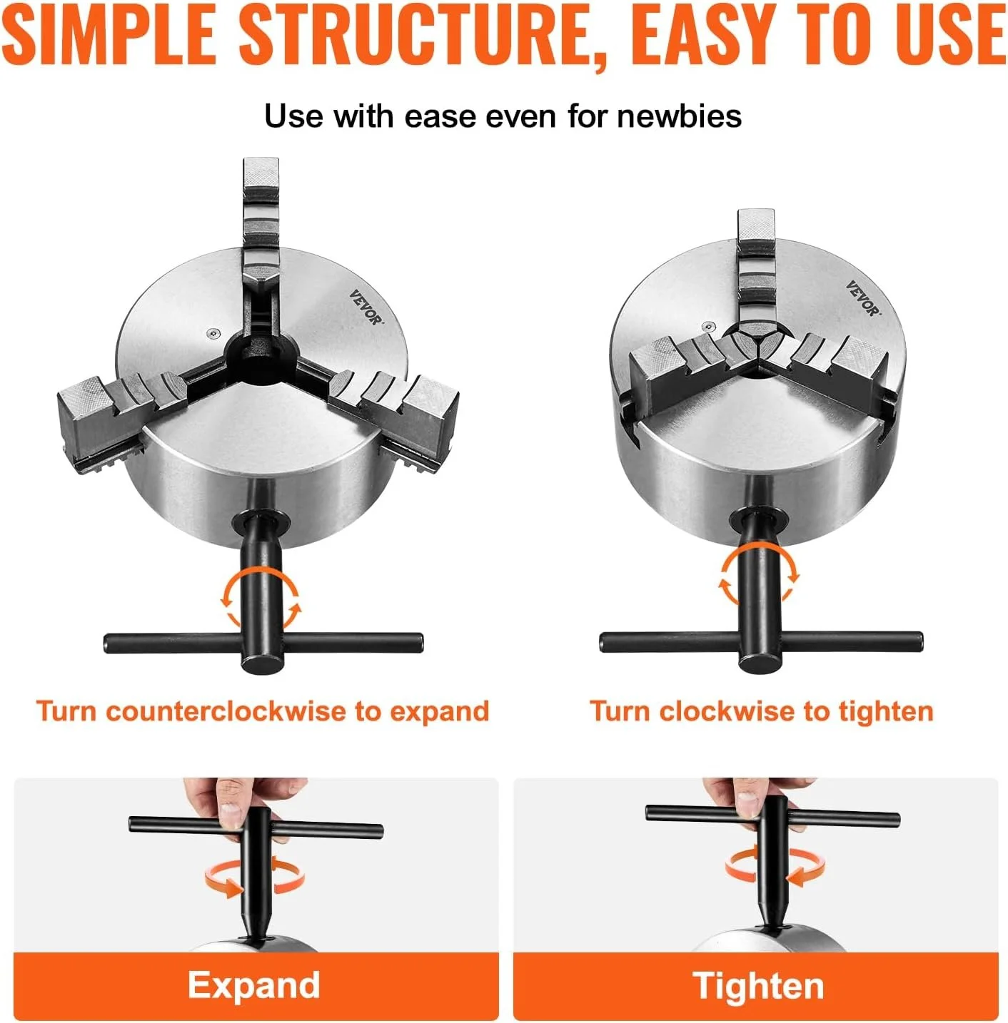 Токарний патрон VEVOR K11-100 100мм, фото №5