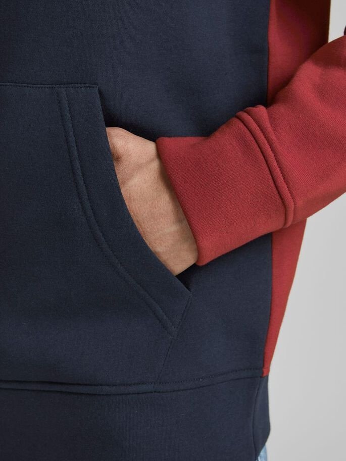 Світшот JJEURBAN BLOCKING SWEAT HOOD NOOS 12190441-Red Dahlia Jack&Jones XL, фото №3