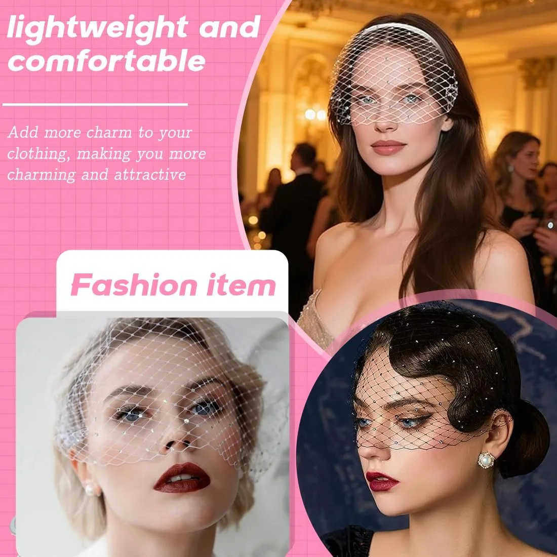 Набір з 2 Хелловін обручів на голову з сітчастою вуаллю, фото №5