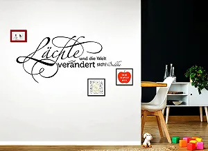 Наклейка на стіну W3309 Sayings Buddha Smile and the World Changes 80 x 36 см чорна synthetic.ua - Фото 1