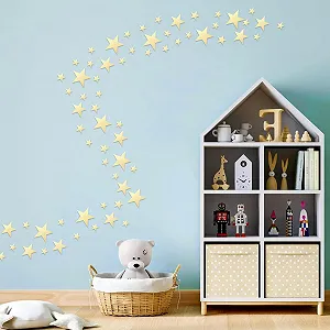 Дзеркальні наклейки Зірка Набір 68 шт. Акрилові Золоті - Фото 1