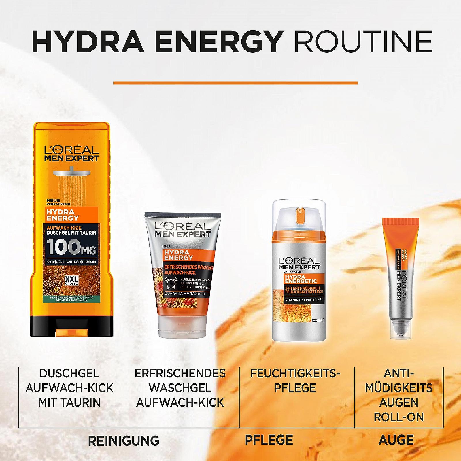 Гель для душу L'Oréal Paris Men Expert Hydra Energy з таурином та м'ятою 2 x 300 мл, фото №7