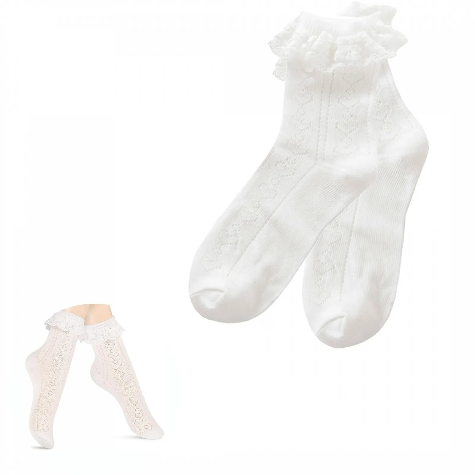 Шкарпетки з рюшами Білі мереживні, фото №1