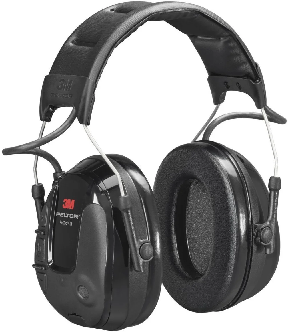 Активні навушники 3M PELTOR ProTac III Slim / SNR 26 дБ / AUX 3.5 мм / Активне шумозаглушення / Чорні (MT13H220A), фото №1