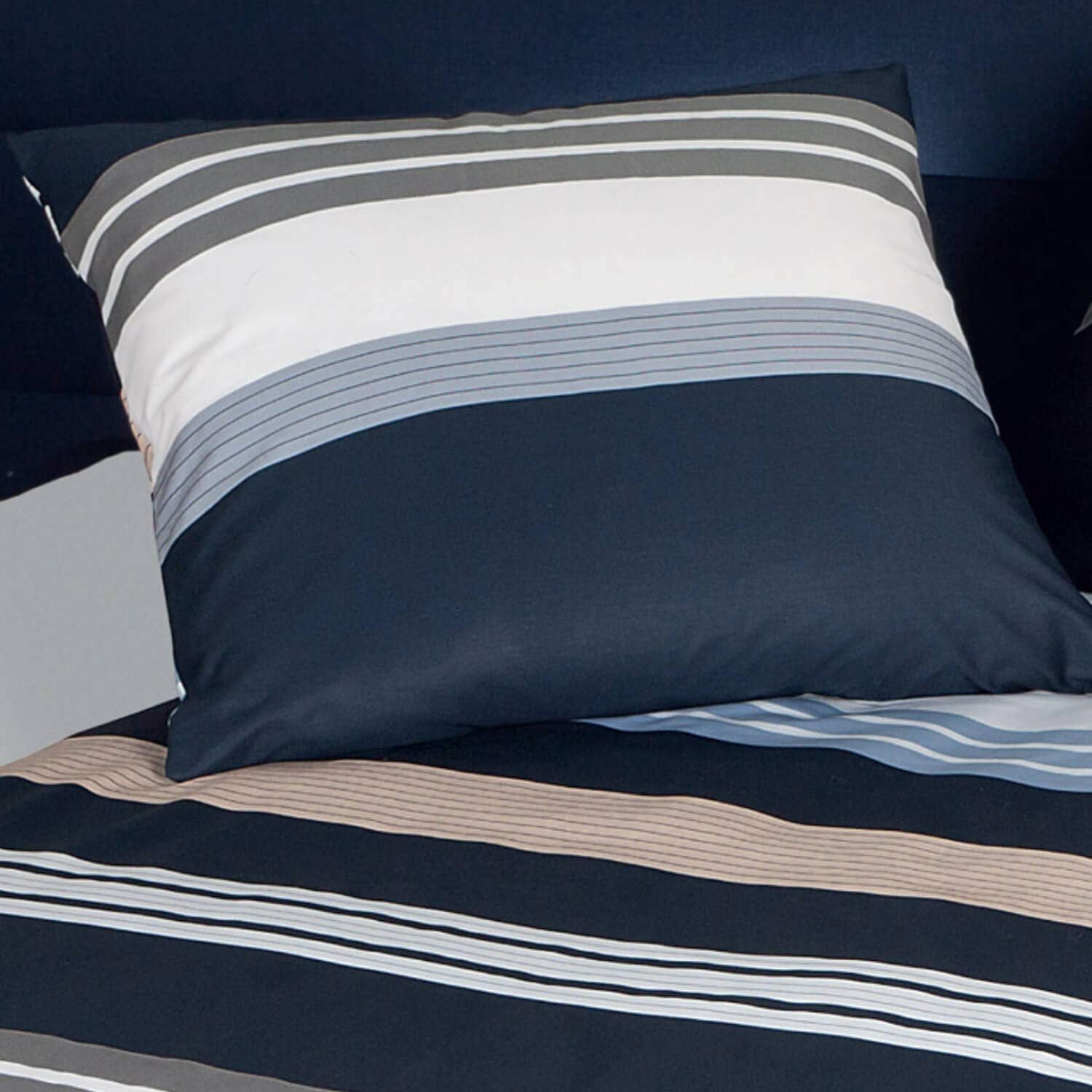 Постільна білизна Janine Mako Satin J.D. 155 x 220 см + 80 x 80 см Срібний Сіро-коричневий Пісочний, фото №4