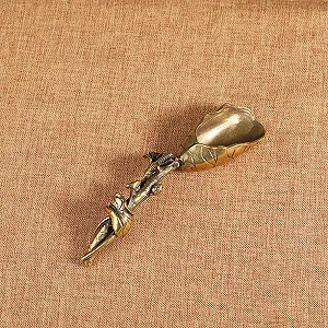 Ложка для чаю Латунь Animal Brass Decor Квітка лотоса 13x3.5см Мідь - Фото 1