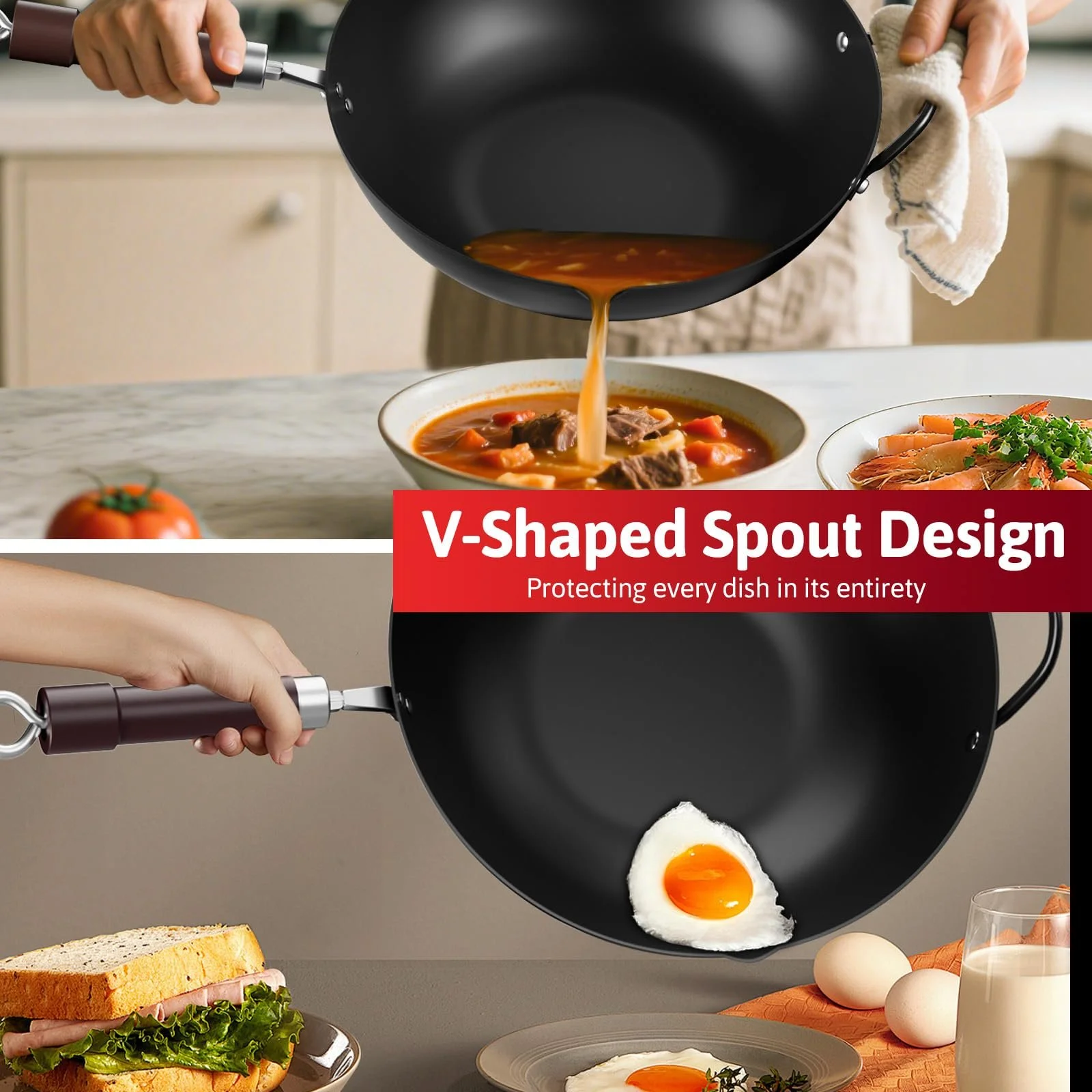 Сковорода-вок Jobin Вуглецева сталь 32 см, фото №3 Сковорода-вок Jobin Вуглецева сталь 32 см, фото №3