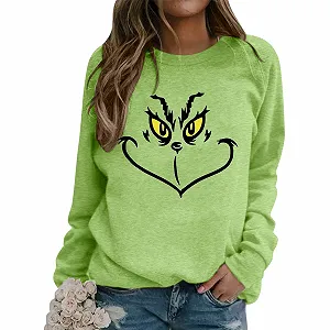 Рождественский джемпер BHXUTK Рождественская кофта Женский рождественский свитер Рождественский джемпер Смешная рождественская кофта Длинный рукав Свободный хлопковый рождественский джемпер для девочек-подростков synthetic.ua - Фото 1