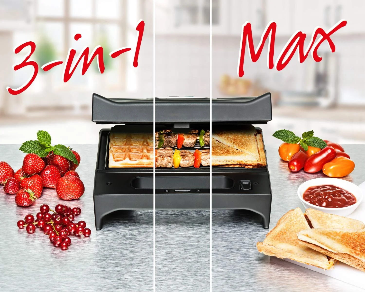 Мультитостер та гриль 3-в-1 ROMMELSBACHER SWG 700 Max (сендвічниця, вафельниця для бельгійських вафель), фото №3