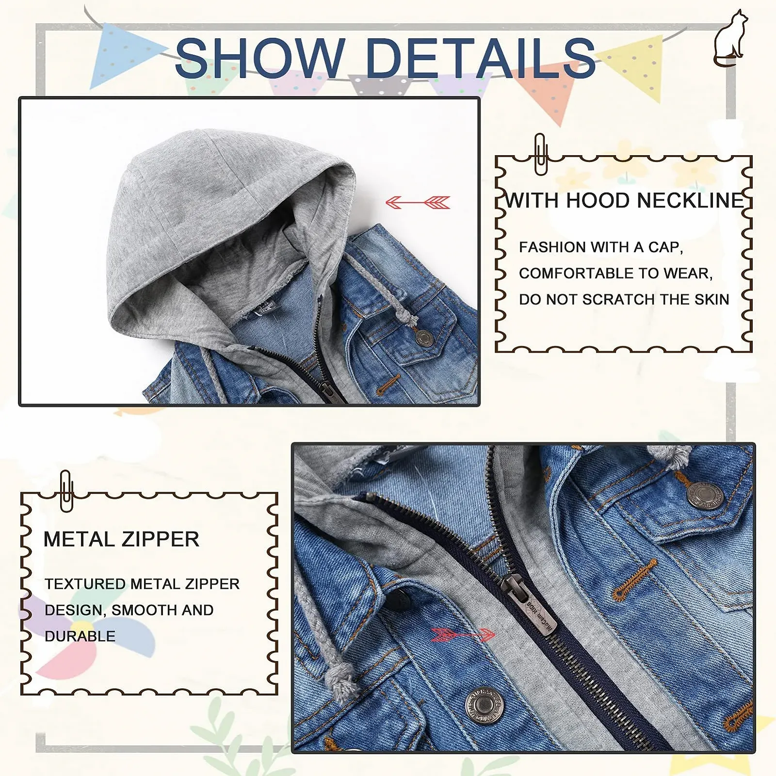 Джинсовая куртка-жилет L SERVER для девочек и мальчиков, фото №4 Джинсовая куртка-жилет L SERVER для девочек и мальчиков, фото №4