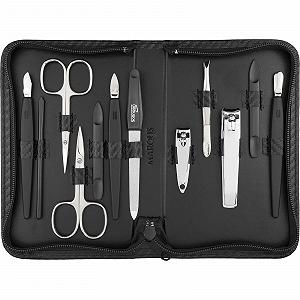 Купити Набір для манікюру Solingen, 12 предметів, в чохлі зі штучної шкіри з карбоновим шаром - Фото 1 Набір для манікюру Solingen, 12 предметів, в чохлі зі штучної шкіри з карбоновим шаром - Фото 1