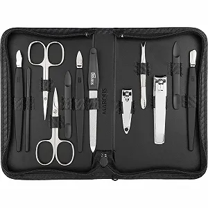 Набір для манікюру Solingen, 12 предметів, в чохлі зі штучної шкіри з карбоновим шаром - Фото 1