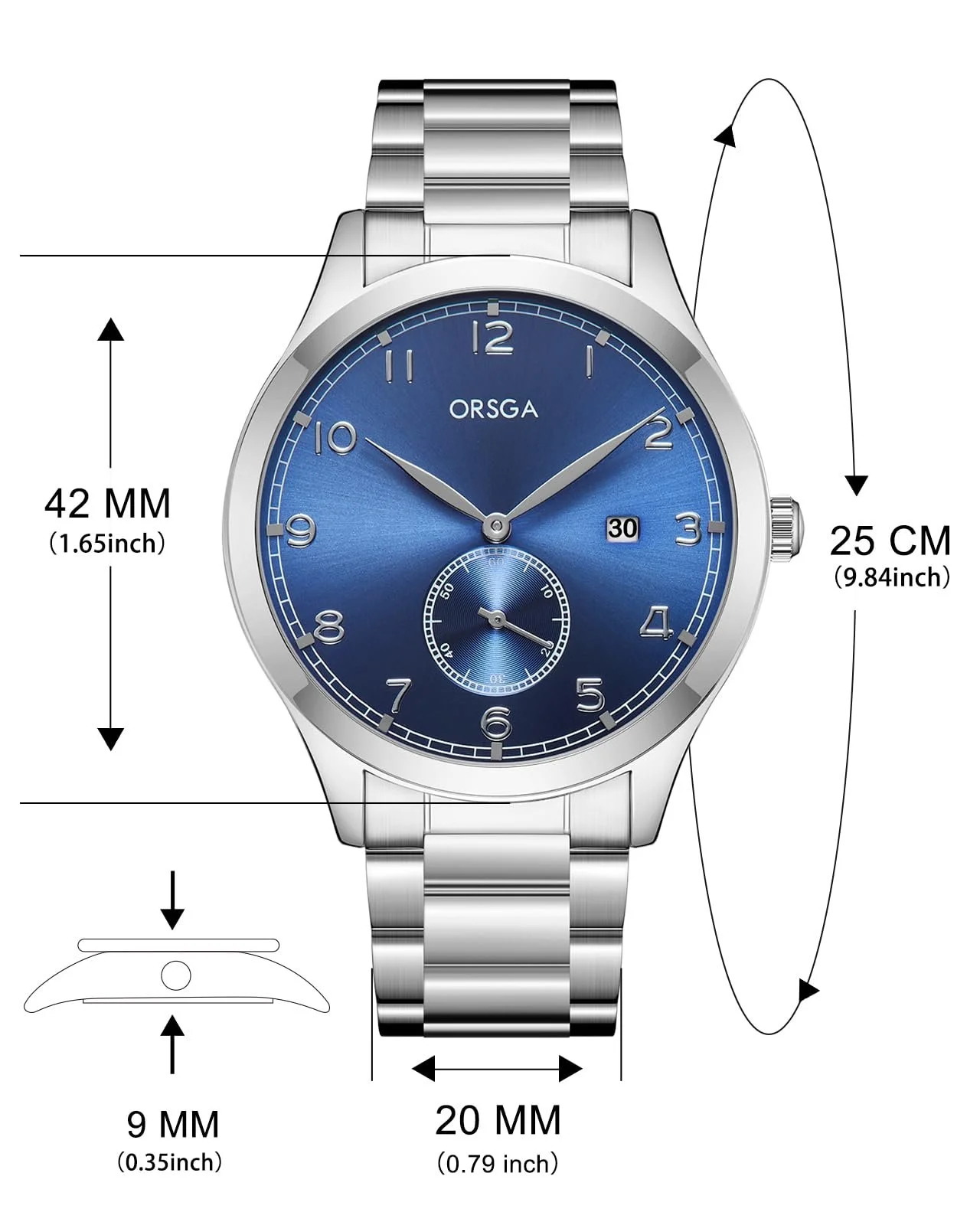 Мужские часы CIVO Аналоговые Кварцевые Модные Большой циферблат День и Дата, фото №7