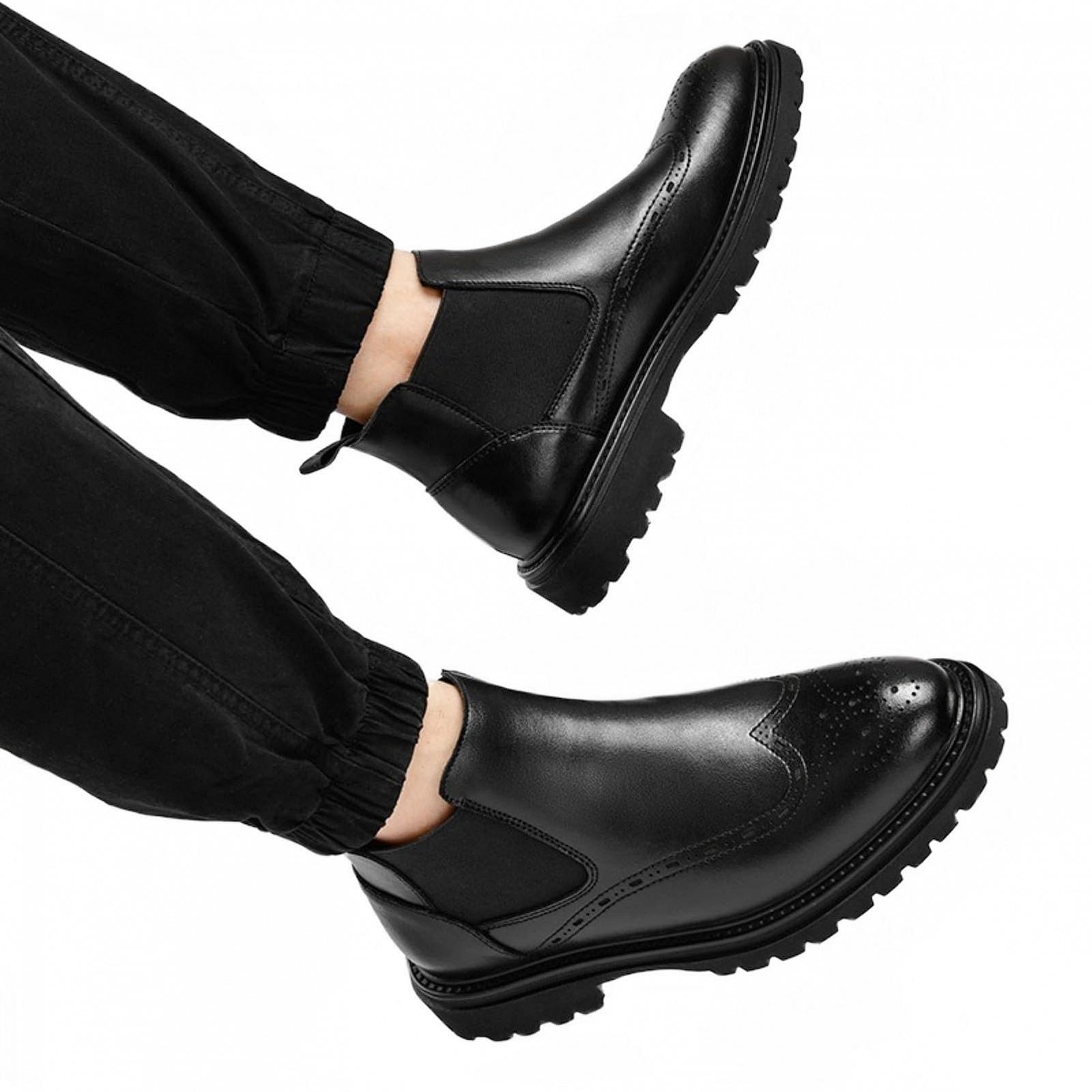 Челси Brogue ANUFER из натуральной кожи для мужчин, формальные туфли без шнуровки до щиколотки, фото №4