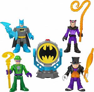 Фігурки IMAGINEXT DC Super Friends Bat-Tech Bat-Signal Мультипак Бетмен, Загадочник, Жінка-кішка та Пінгвін - Фото 1