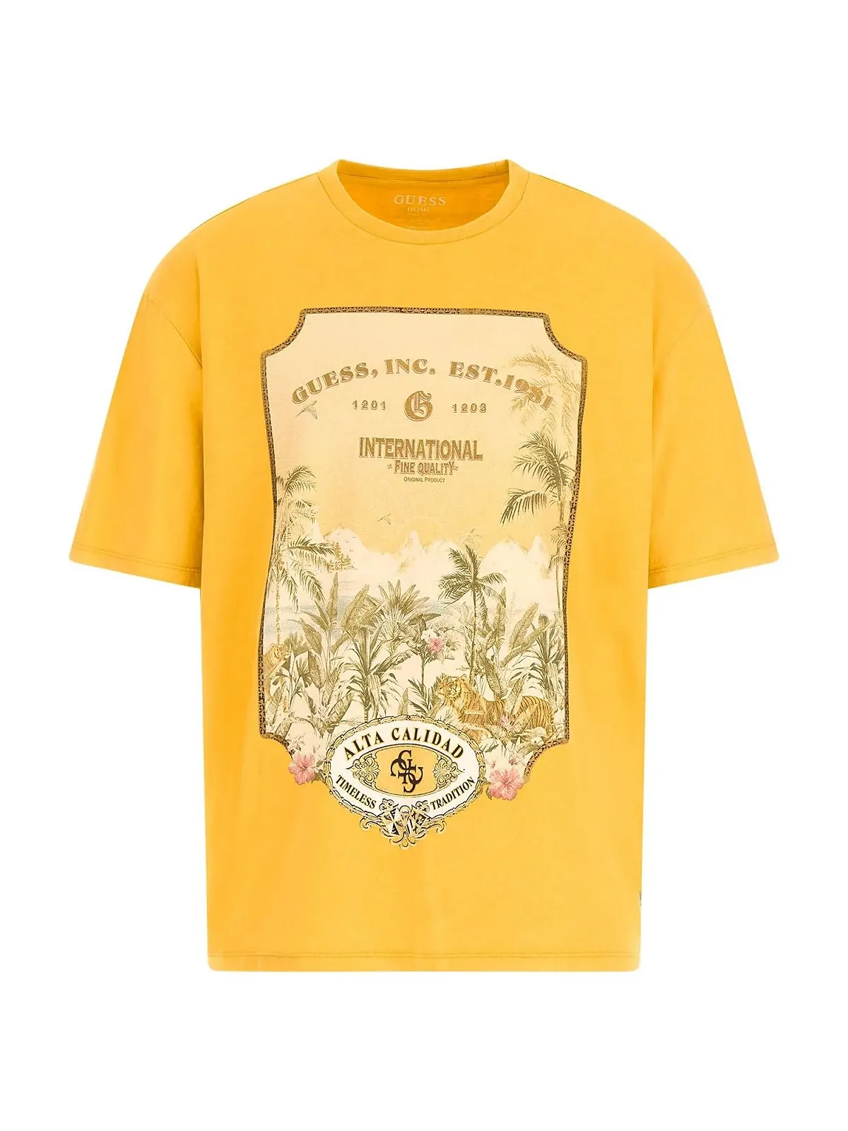 Футболка чоловіча Guess Eco Paraiso Postcard Tee, Dusty Gold Multi, L, фото №1