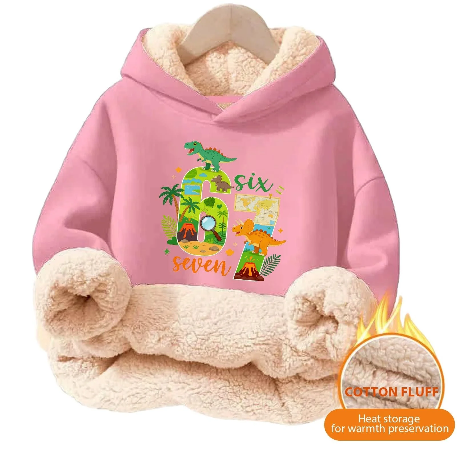 Худи с мемом Y2K Флисовый худи с длинными рукавами и принтом 67, повседневный свободный свитшот для активного отдыха, уличная одежда для девушек и парней, модный джемпер, фото №4