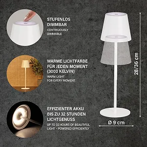 Настільна лампа FHL Акумуляторна LED Сенсорна Водонепроникна Пісочний білий synthetic.ua - Фото 1