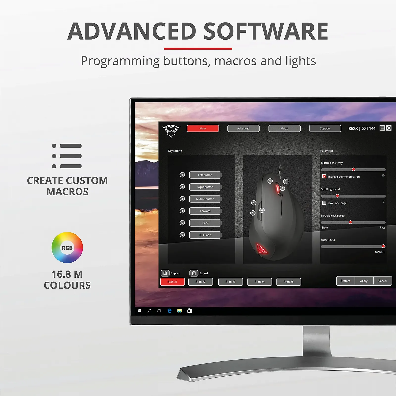 Мышь игровая Trust Gaming GXT 144 Rexx вертикальная эргономичная, 250-10000 DPI, 6 кнопок, черная, фото №3