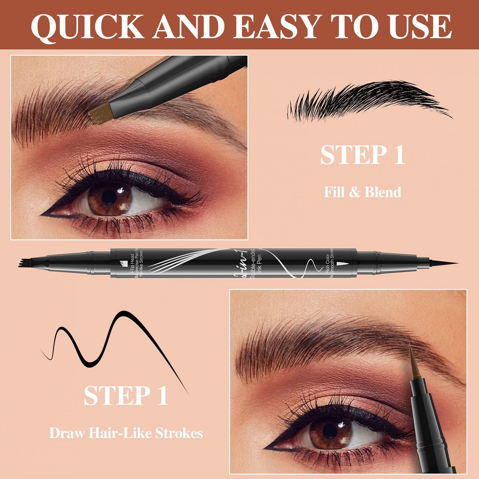 Олівець Skeadex Micro Waterproof Eyebrow Pencil 2-in-1 Dual-Ended Magic Eyebrow Pencil Чорний, фото №4