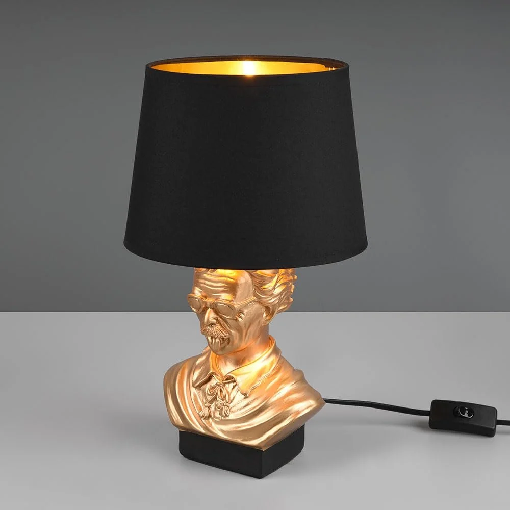 Настільна лампа etc-shop керамічна золото тканинний плафон E14 діаметр 21 см чорна, фото №5