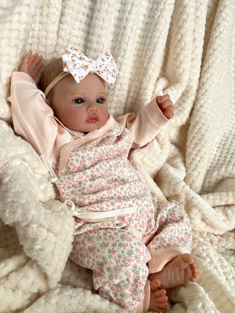 Лялька Anano Reborn Baby Silicone Lifelike 48 см Full Silicone Soft Newborn Reborn Baby Doll Meadow Блакитні Очі, фото №4