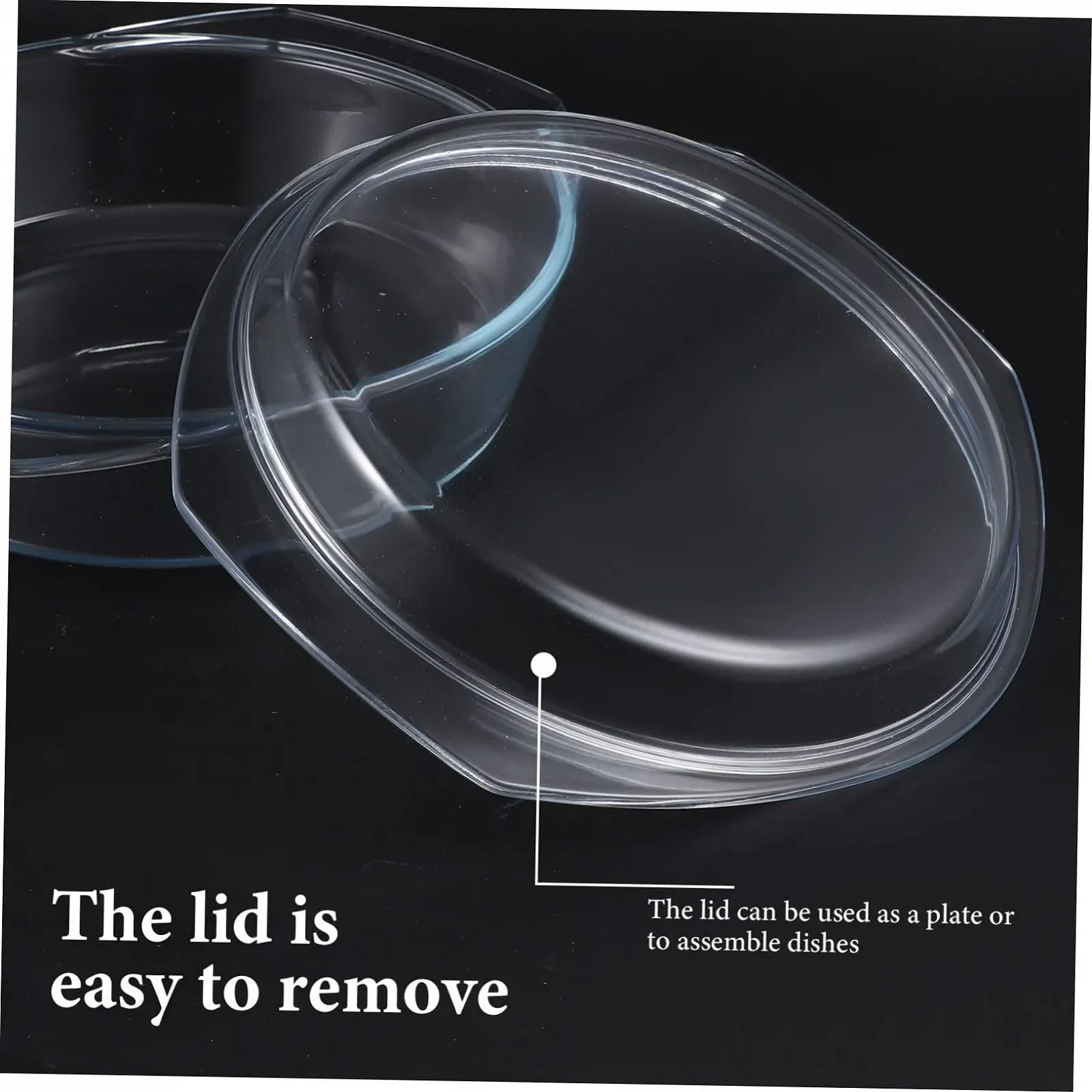 Скляна форма для запікання кругла з кришкою для духовки та мікрохвильової печі, фото №4