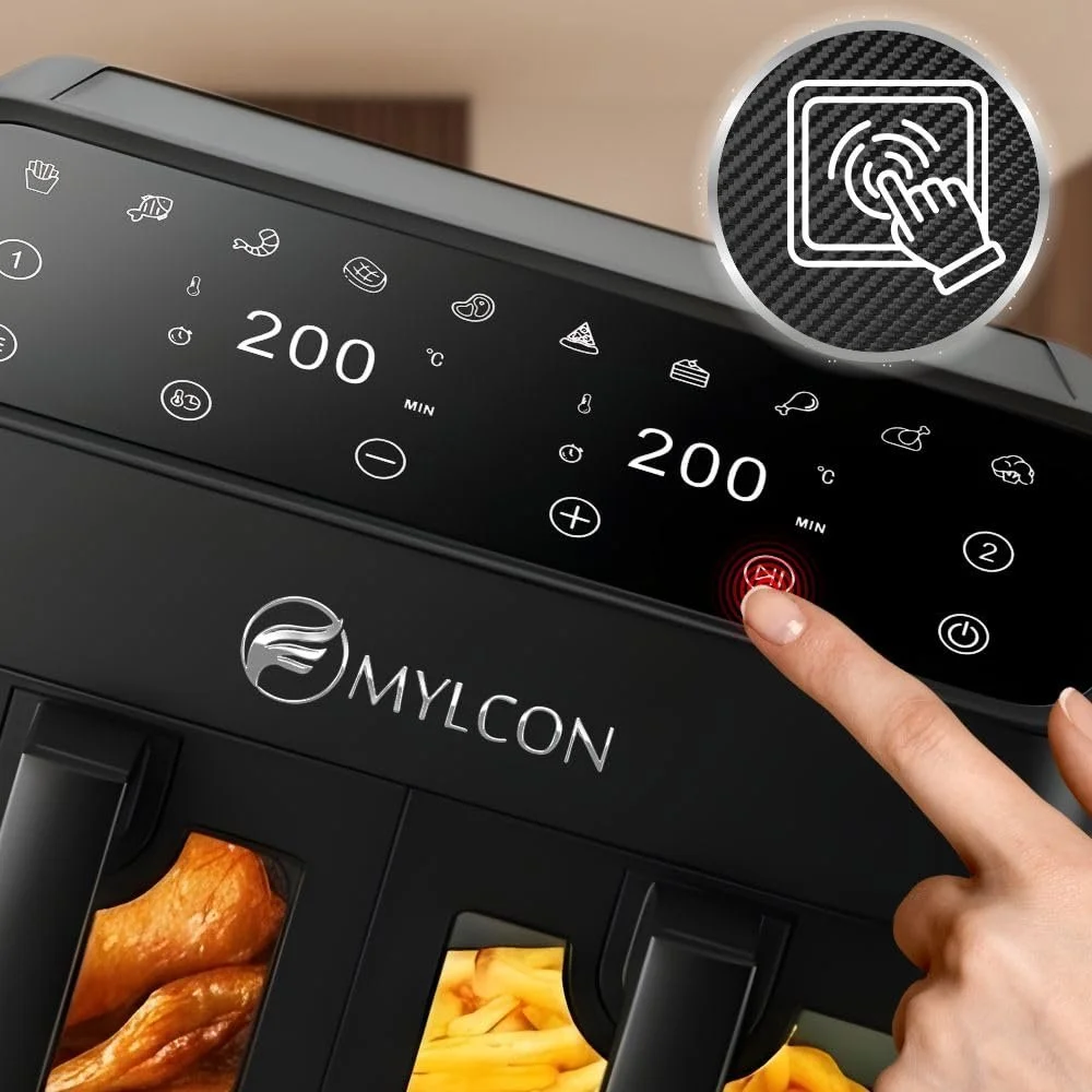 Мультипіч Crispyo MLC13 з двома камерами та оглядовим вікном 8 л (2 x 4 л) 10 програм Сенсорне управління 2000 Вт 60-200 °C Dual Zone Чорна, фото №3 Мультипіч Crispyo MLC13 з двома камерами та оглядовим вікном 8 л (2 x 4 л) 10 програм Сенсорне управління 2000 Вт 60-200 °C Dual Zone Чорна, фото №3