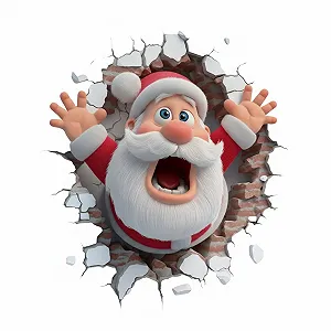 Наклейки на стіну Christmas Santa Claus 3D кумедні знімні - Фото 1