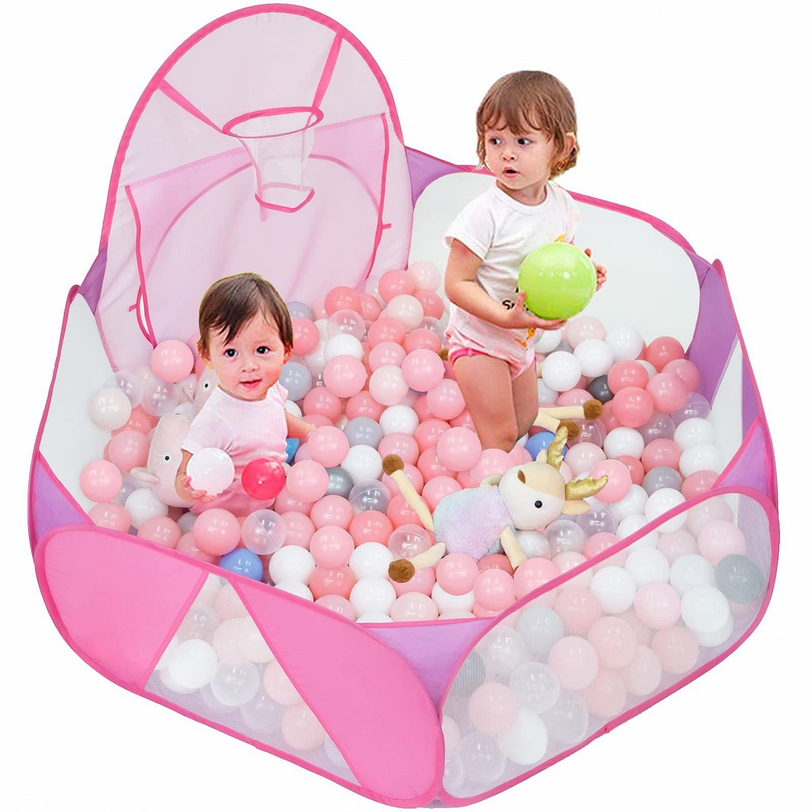 Игровой тент Eocolz Бассейн с шариками для детей с баскетбольным кольцом и сумкой для хранения, 120 см, Шарики не входят, фото №1
