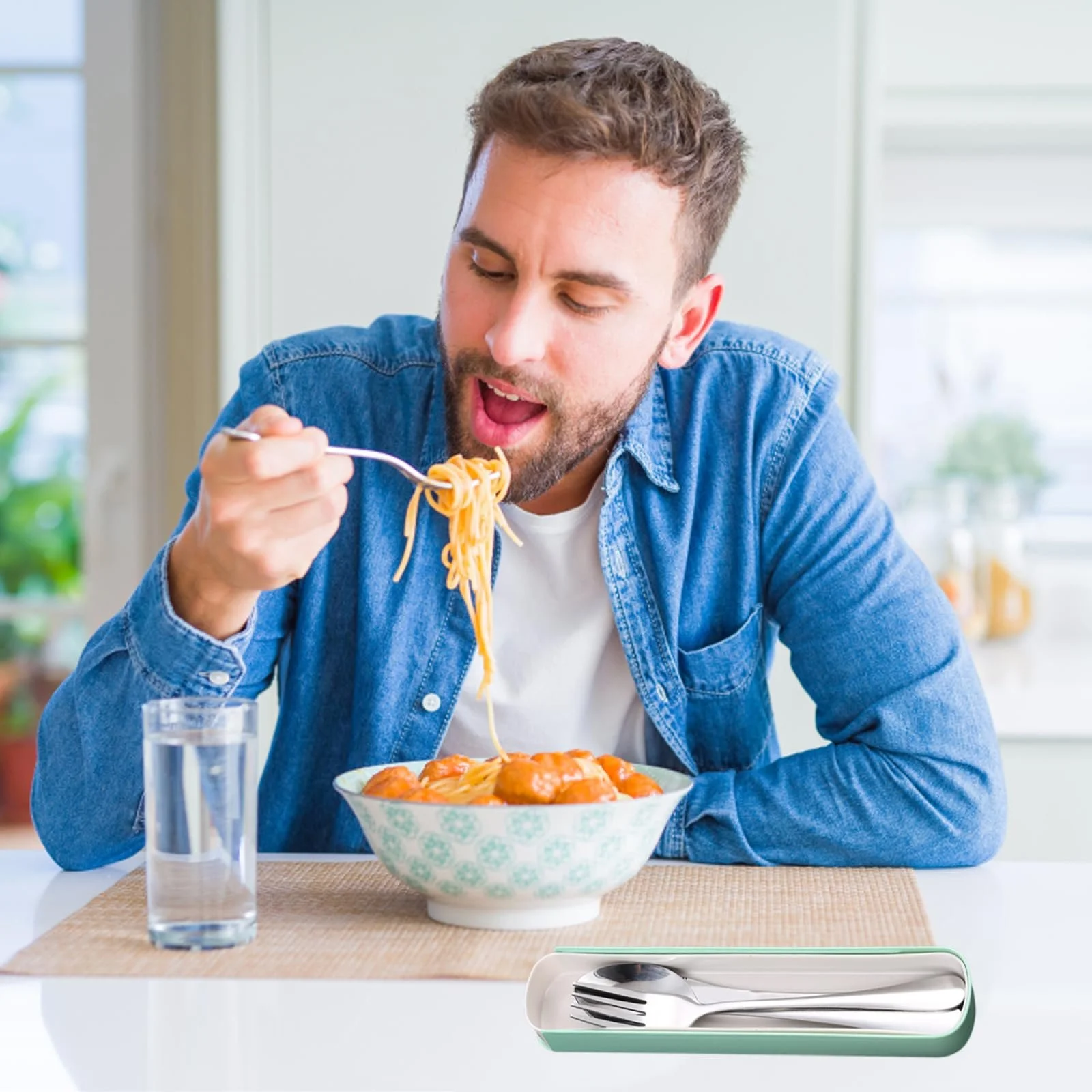 Набор столовых приборов для путешествий ZSRVAJ с футляром для 1 человека, портативный набор из нержавеющей стали, фото №4