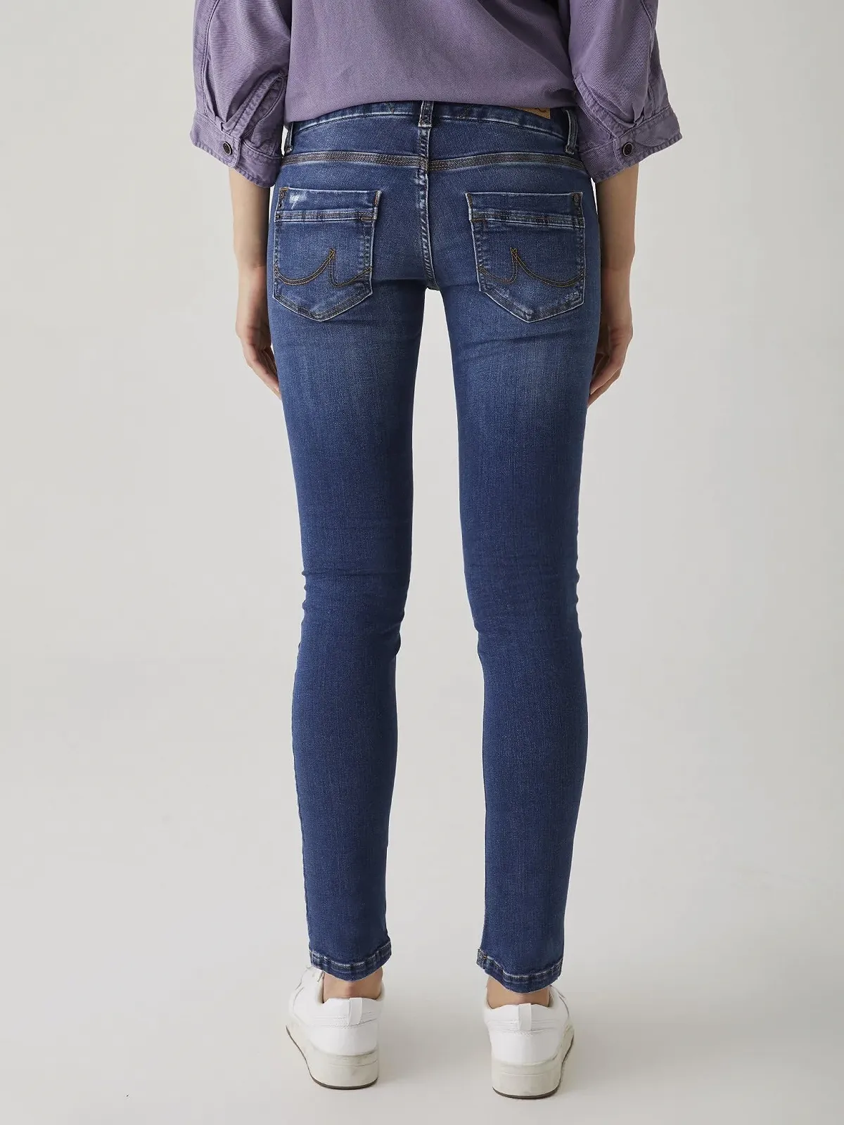 Джинси LTB Zena Slim Бавовняна суміш Slim Denim Темні на блискавці Низька посадка - Блакитний, фото №4