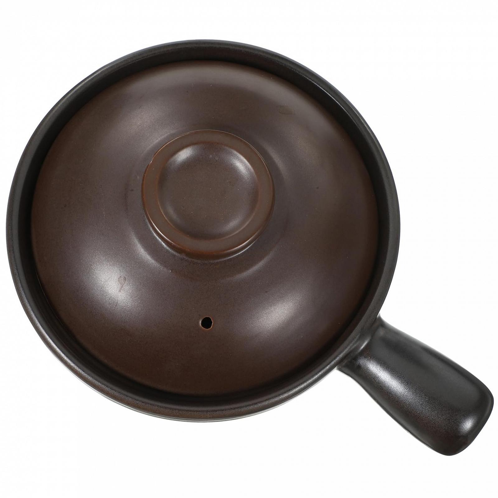 Кастрюля OUNONA керамическая с крышкой термостойкая с одной ручкой, фото №1