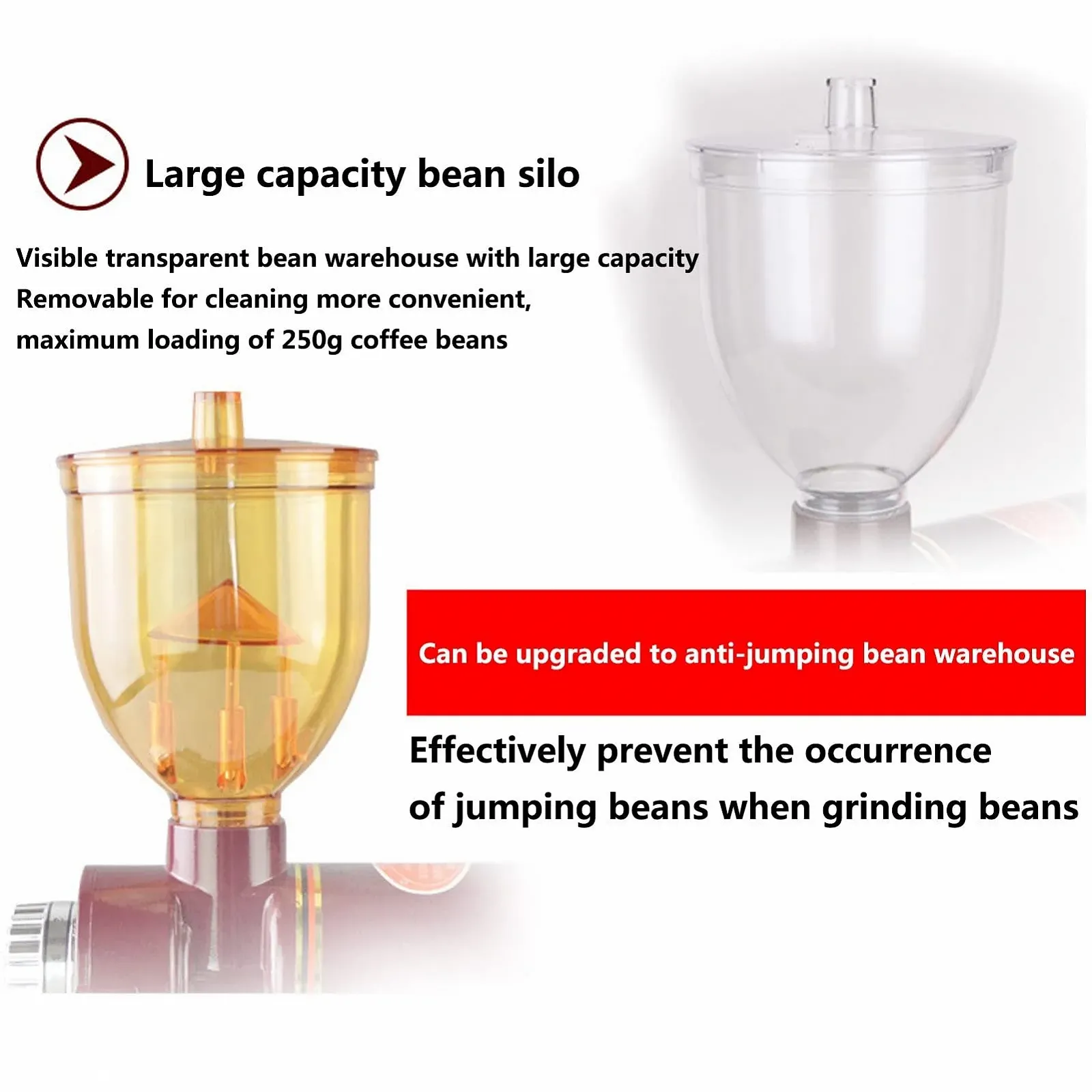 Електрична конусна кавомолка портативна Smart Grinder з нержавіючої сталі з регульованими налаштуваннями для еспресо, спецій, трав, горіхів, зерен (звичайний червоний 110 В), фото №2