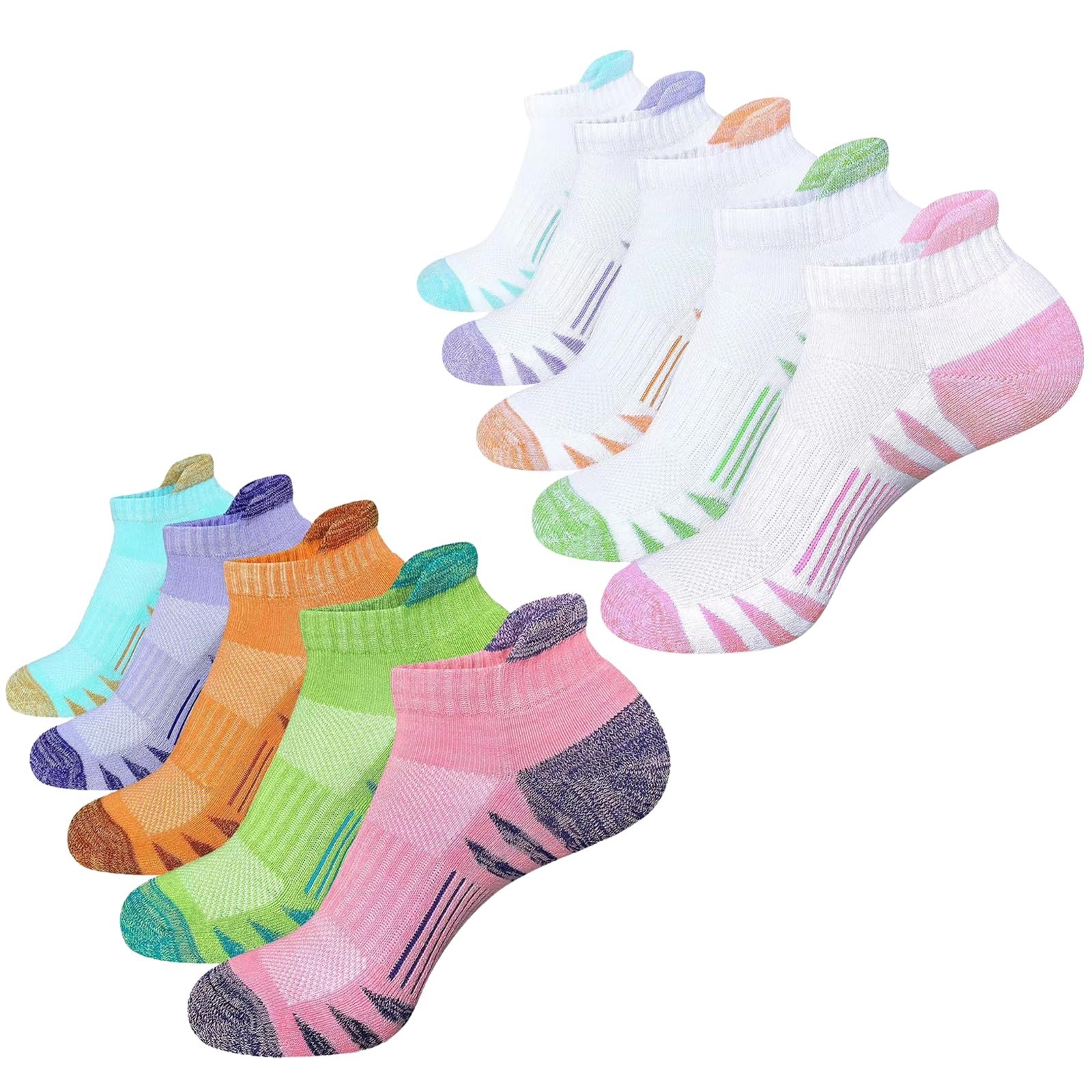 Носки Trainer Хлопковые Спортивные Женские Короткие Носки для бега с подкладкой, 10 пар, фото №1