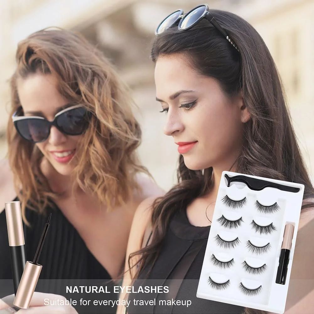 Ресницы накладные магнитные с подводкой и пинцетом, фото №7