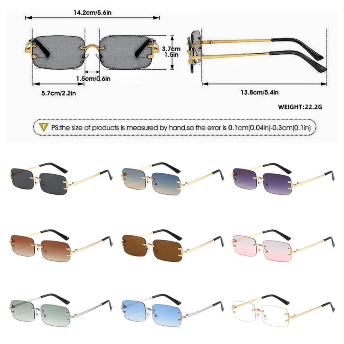 Сонцезахисні окуляри Retro Rectangular Frameless Fashion для чоловіків та жінок, фото №5