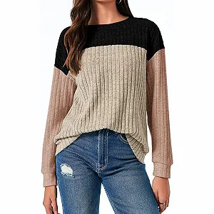 Жіноча кофта Довгий рукав Туніка в рубчик Круглий виріз synthetic.ua - Фото 1