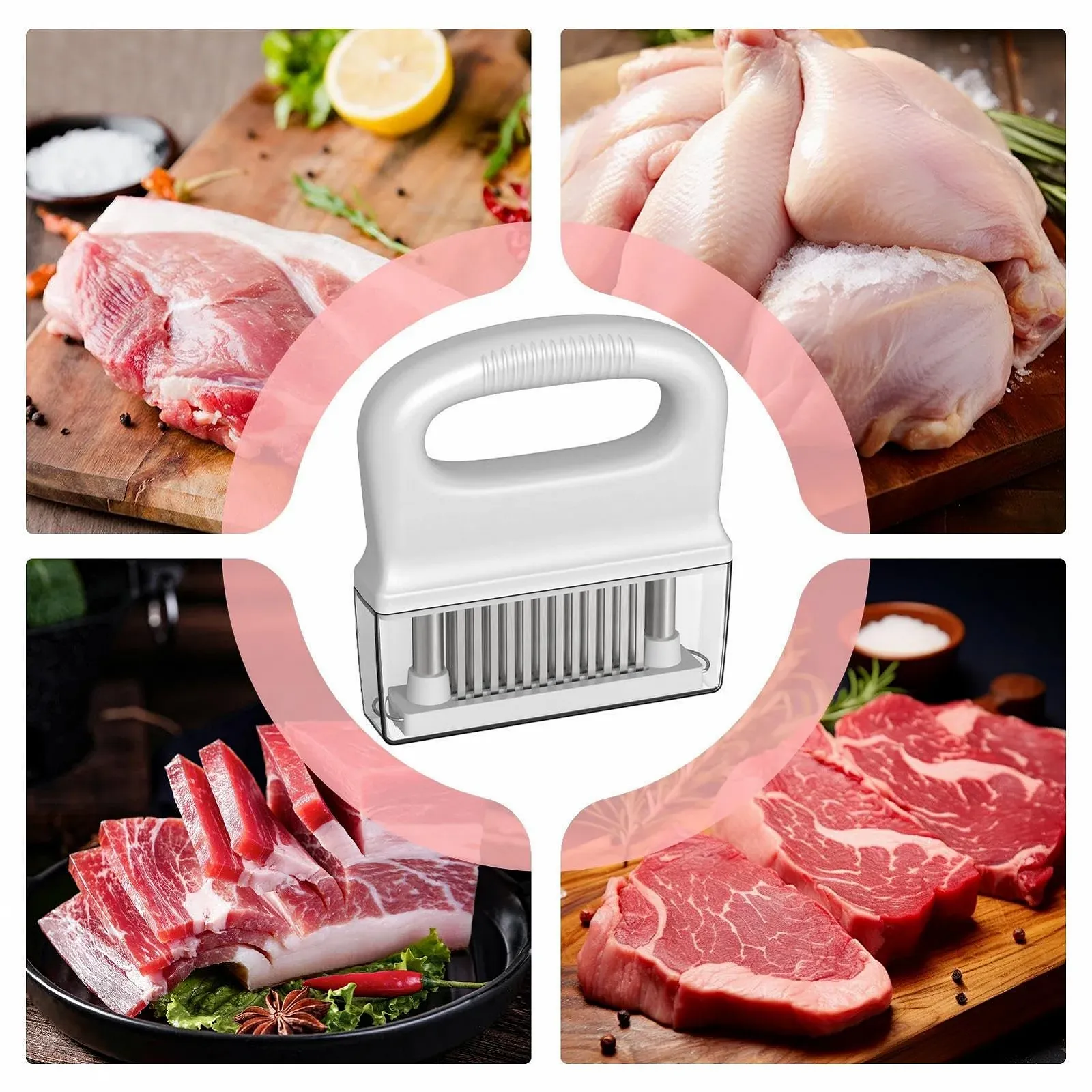 Тендерайзер для мяса Chicken Tenderizer Tool Stainless Steel 48 игл Manual, фото №6