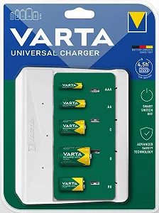 Зарядний пристрій VARTA для акумуляторів, заряджає 2 або 4 AA, AAA, C, D або 1 x 9 V одночасно, без акумуляторів synthetic.ua - Фото 1