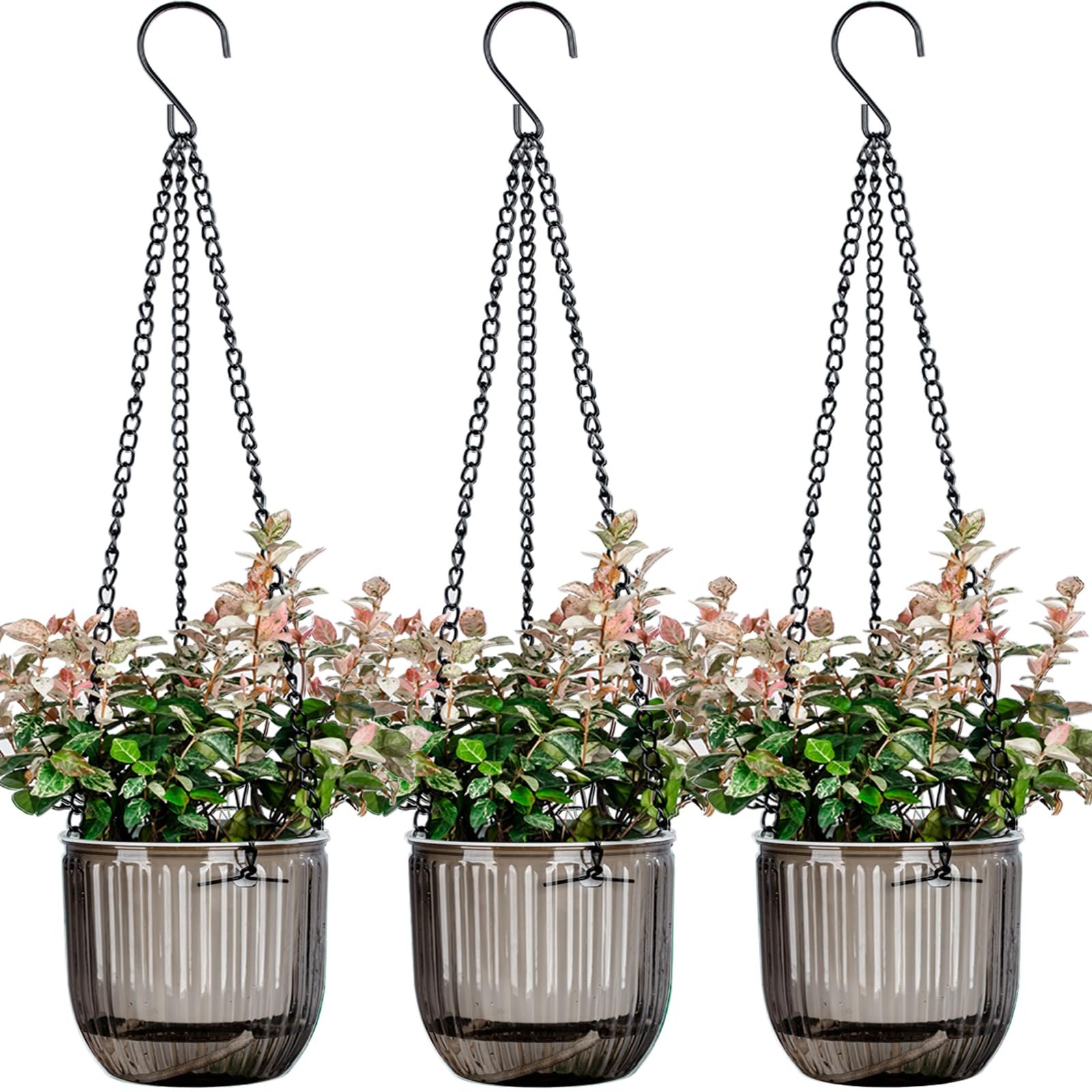 Підвісний вазон із самополивом 4,5" Набір 3 шт. з дренажними отворами, фото №1