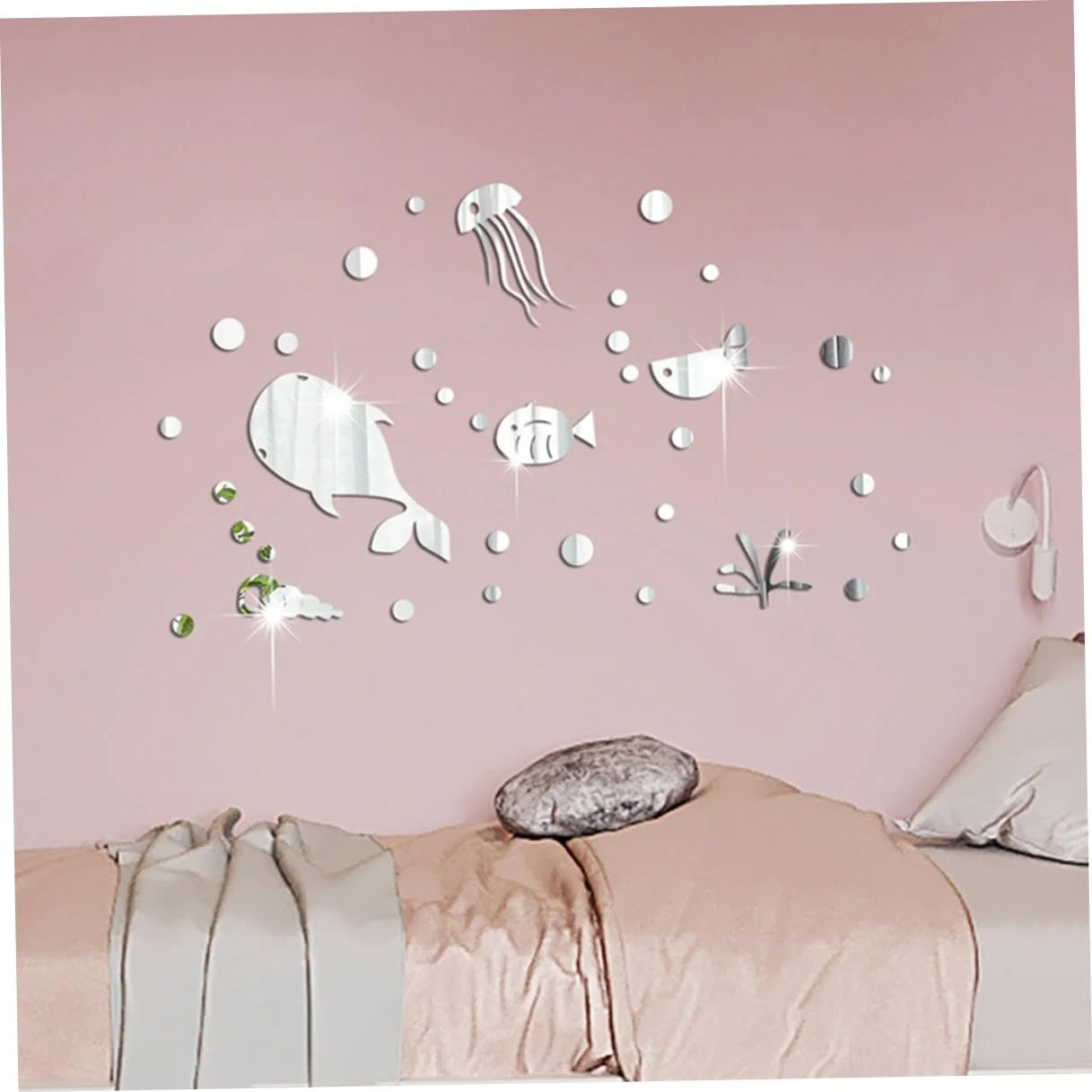 Наклейка на стіну KOMBIUDA Акрилове Дзеркало Морська тварина Самоклеюча Срібна Медуза, фото №4