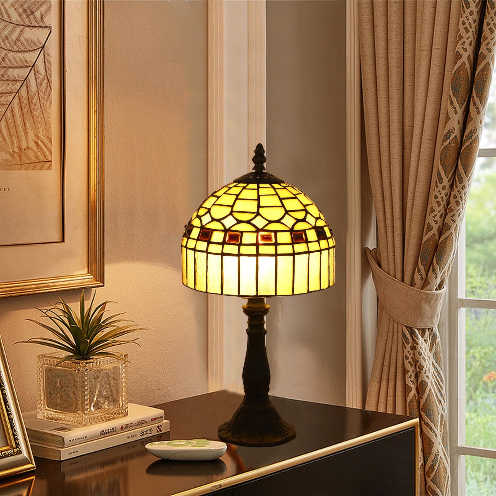 Настільна лампа Tiffany Retro вітражне скло ручна робота LED E27, фото №9