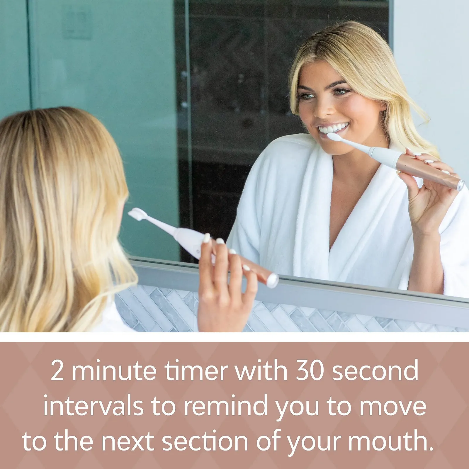 Электрическая звуковая зубная щетка Tao Clean с УФ-дезинфектором и станцией очистки 2 скорости Rose Gold, фото №7