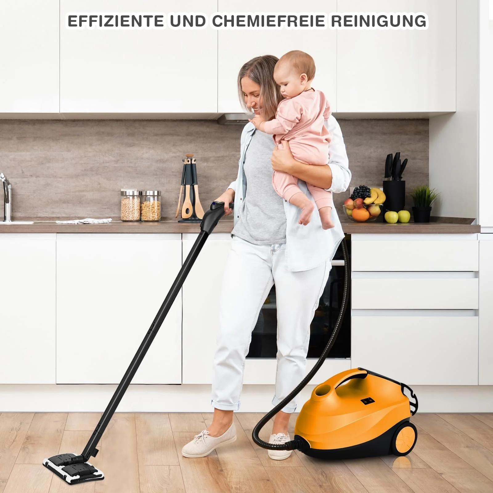 Пароочисник для підлоги GOPLUS 2000 Вт 1,5 л 4,0 бар Помаранчевий, фото №5 Пароочисник для підлоги GOPLUS 2000 Вт 1,5 л 4,0 бар Помаранчевий, фото №5