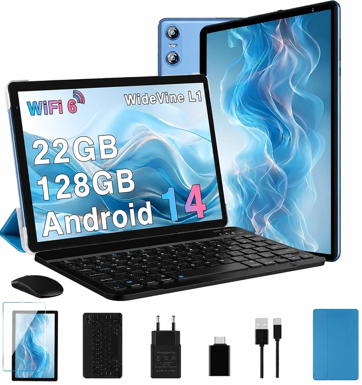 Планшет 10.1" Biegedy B22 6+16/128Gb 8 ядер Android 14 6000 mAh Blue, фото №1