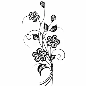 Наклейки на стену Черные цветы и виноградные листья 2 шт. 29 x 60 см Черный - Фото 1