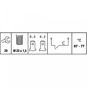Выключатель температурный вентилятора радиатора HELLA 6ZT 007 800-031 для CITROËN FORD PEUGEOT synthetic.ua - Фото 1