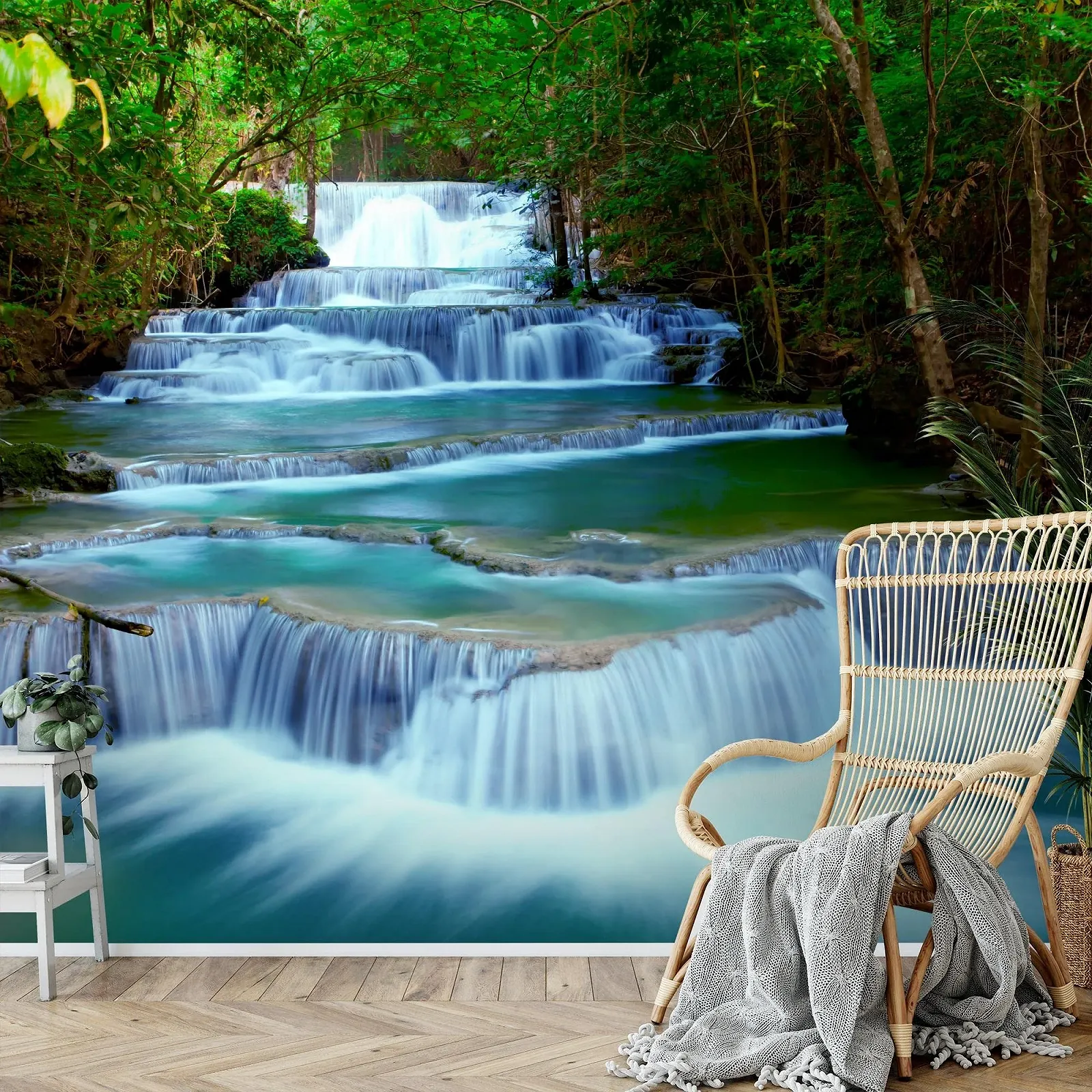 Фотообои Runa Art Waterfall Флизелиновые 352 x 250 см Зеленые/Голубые 9036011b, фото №2